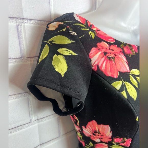 TRIXXI Black and Pink Fit and Flare Mini Dress with Bateau Neckline/size S - Picture 12 of 14